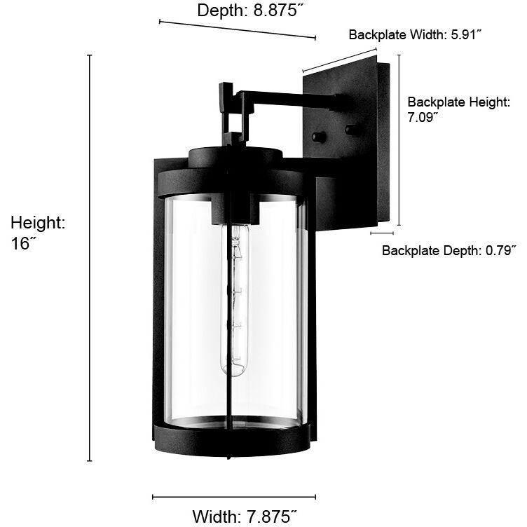 Ellway 1 Light 16 inch Textured Black Outdoor Wall Sconce